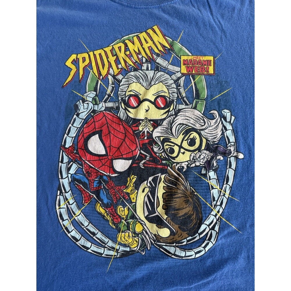 Marvel‎ Funko Pop! Tees Spider-Man Madame Web Graphic Men's Blue T-Shirt L